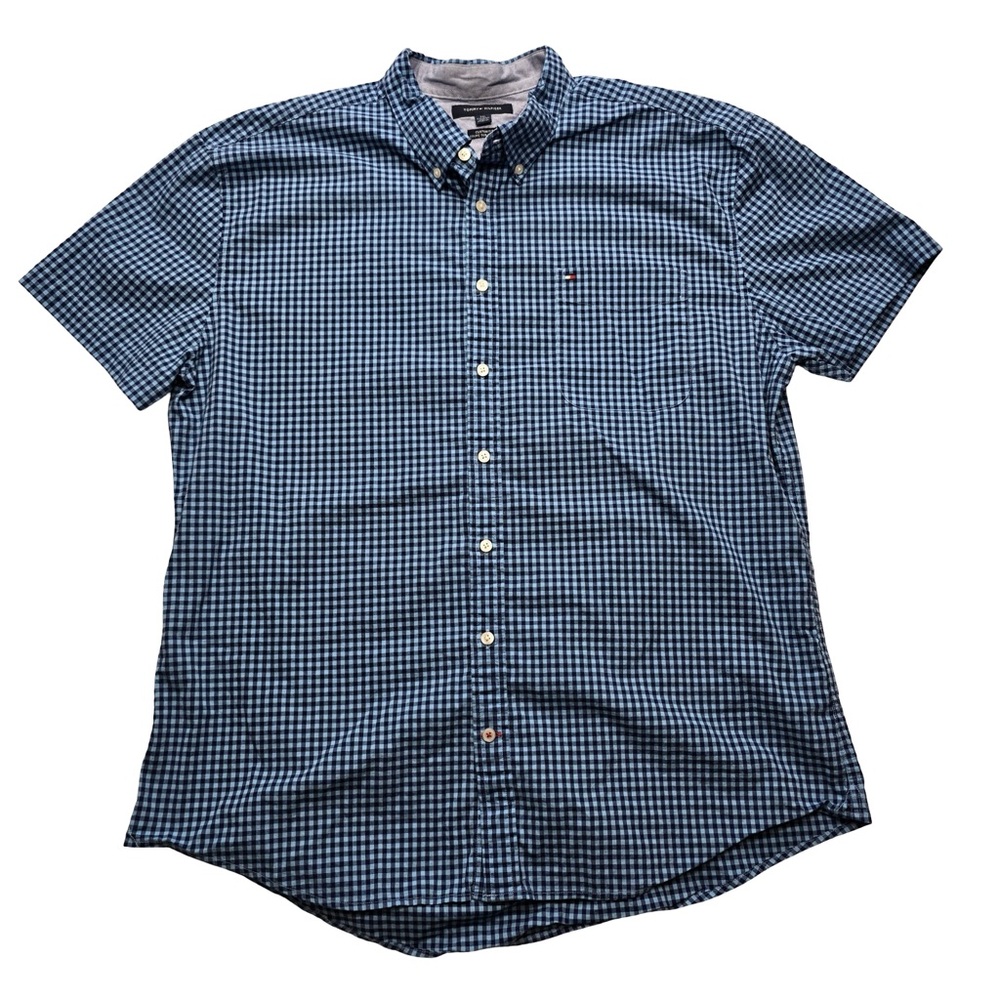 Tommy‎ Hilfiger Custom Fit Gingham Button Shirt Blue Men’s XXL